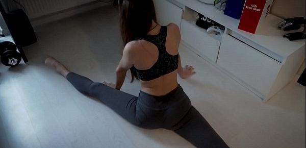  Stretching Interrupted By Doggy Style Fuck And Load In Mouth - POV